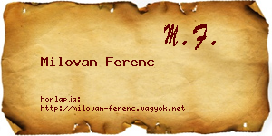 Milovan Ferenc névjegykártya